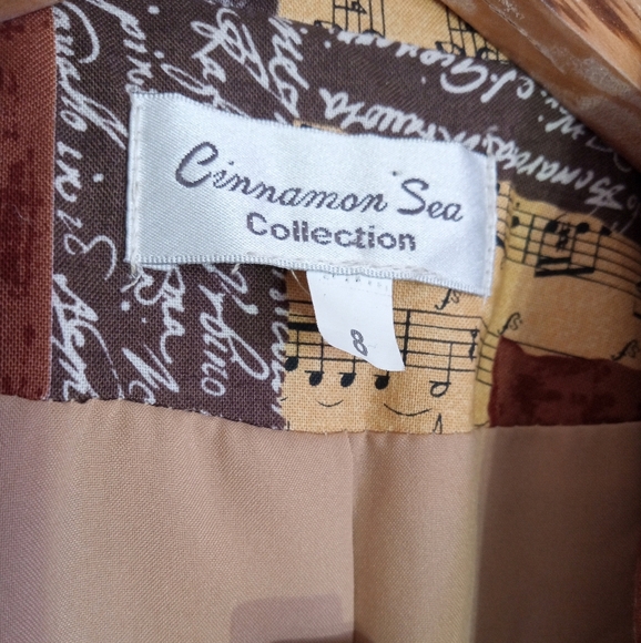 Vintage Cinnamon Sea Musical themed Blazer 100% cotton - Picture 3 of 11